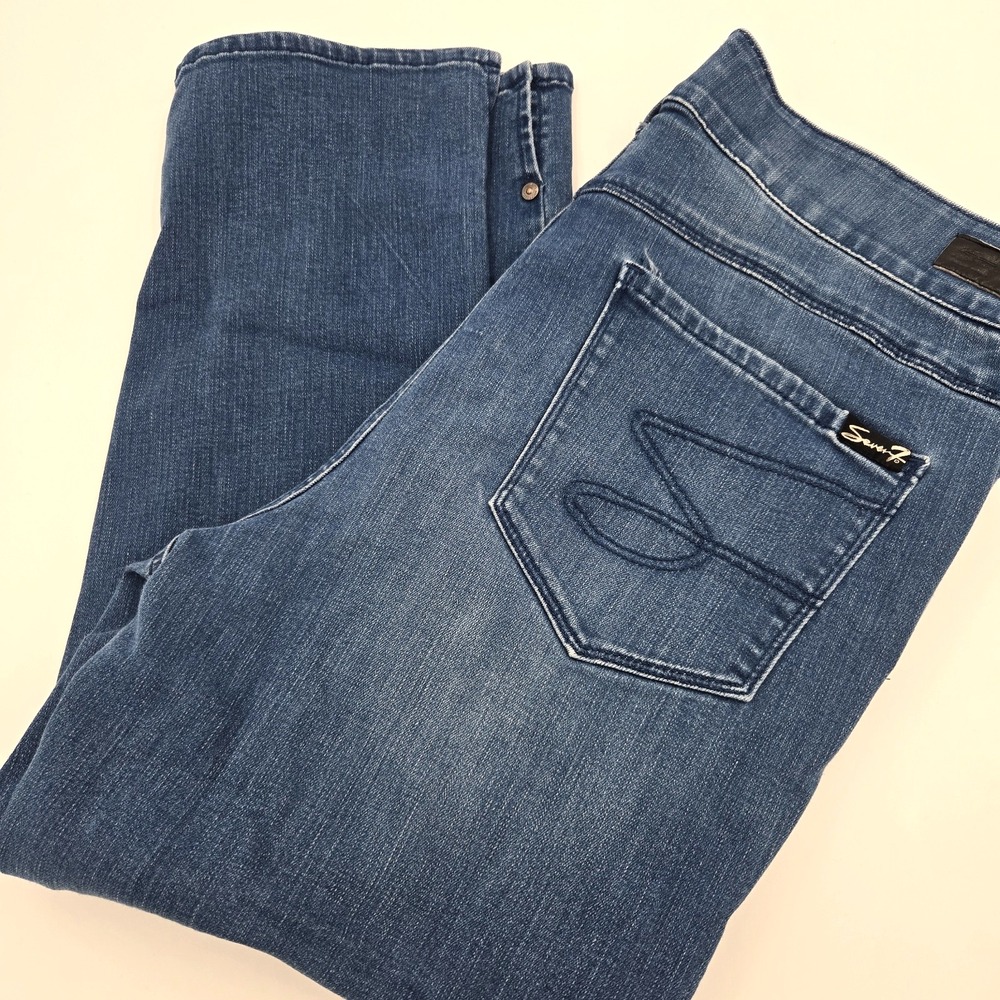 Seven7 Womens High Rise Skinny Crop Jeans Blue Medium Wash All In One Solution